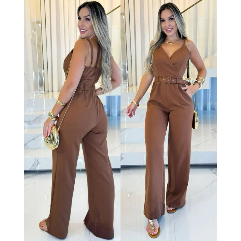 Macacão Longo Feminino Pantalona Alfaiataria Prem