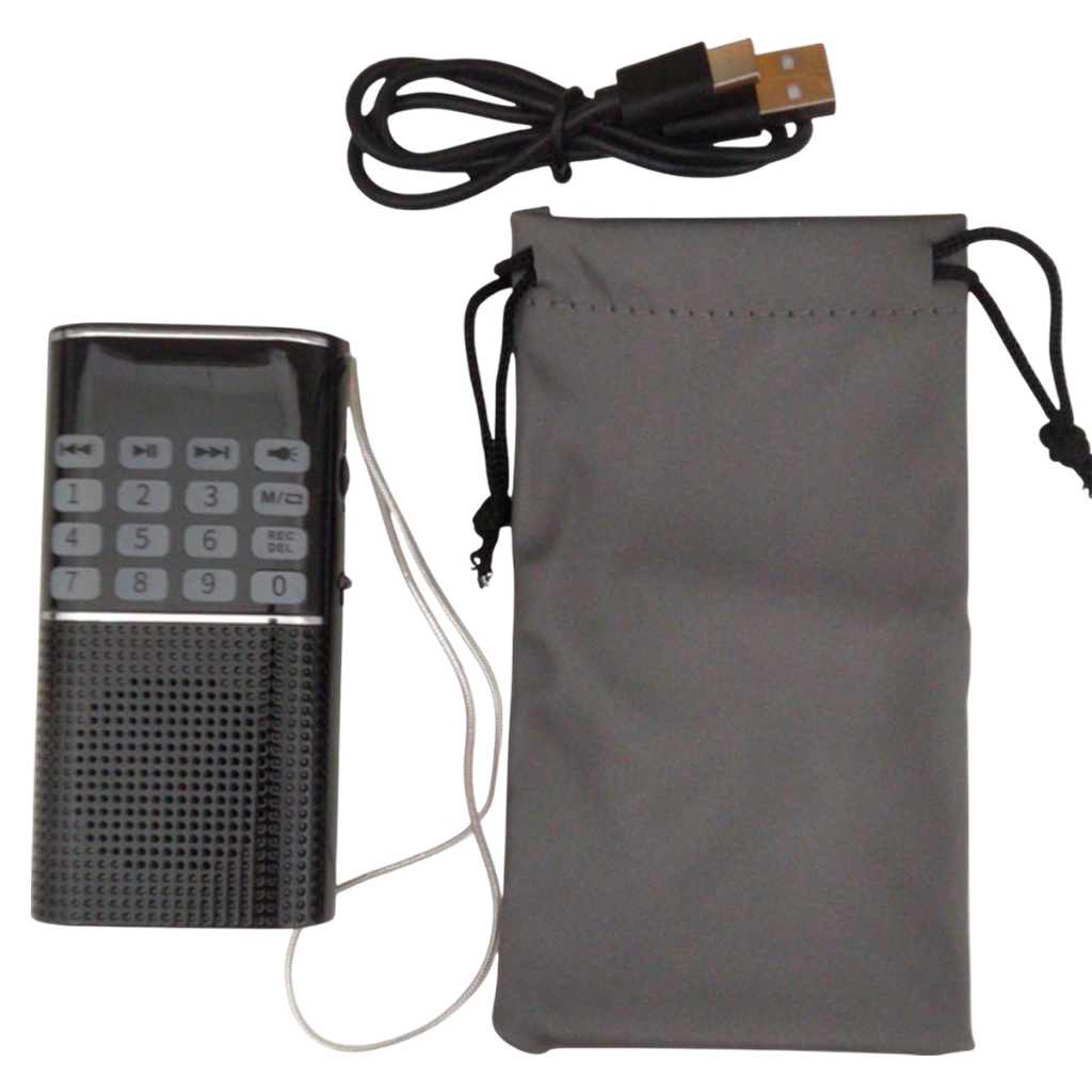 Rádio de Bolso FM  Futebol Lanterna Gravador Suporta Display Digital Saída 5W HMIK Mk-240 Até 10hs