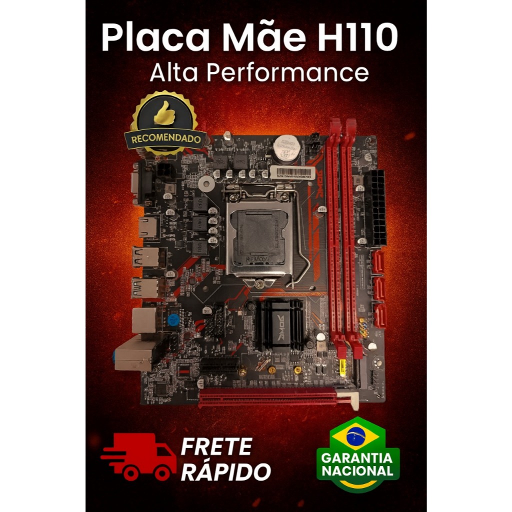 Placa Mãe H110 DDR4 LGA 1151 HDMI VGA USB 3.0 Alta Performance Gamer para Intel 6. a 9. Geração