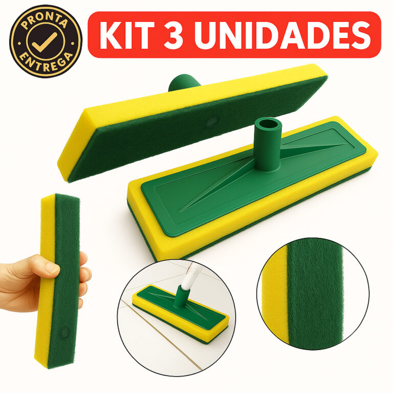 Kit 3 Refil Rodo Esponja Abrasiva Limpa Azulejo Pi