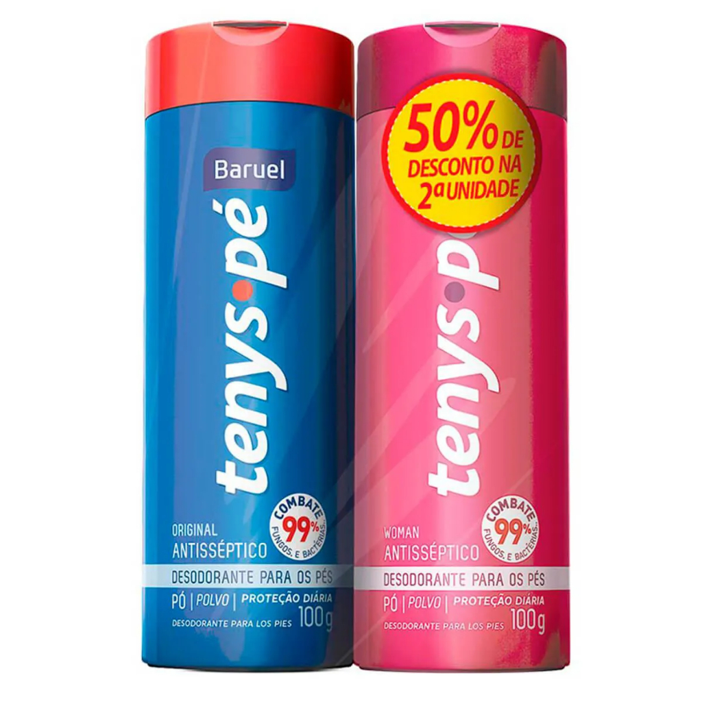 Kit Tenys Pé Talco Desodorante para os Pés com 2 unidades: Original + Woman