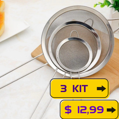 Kit 3 Peneira Coador De Peneiras Aço Inoxidável 