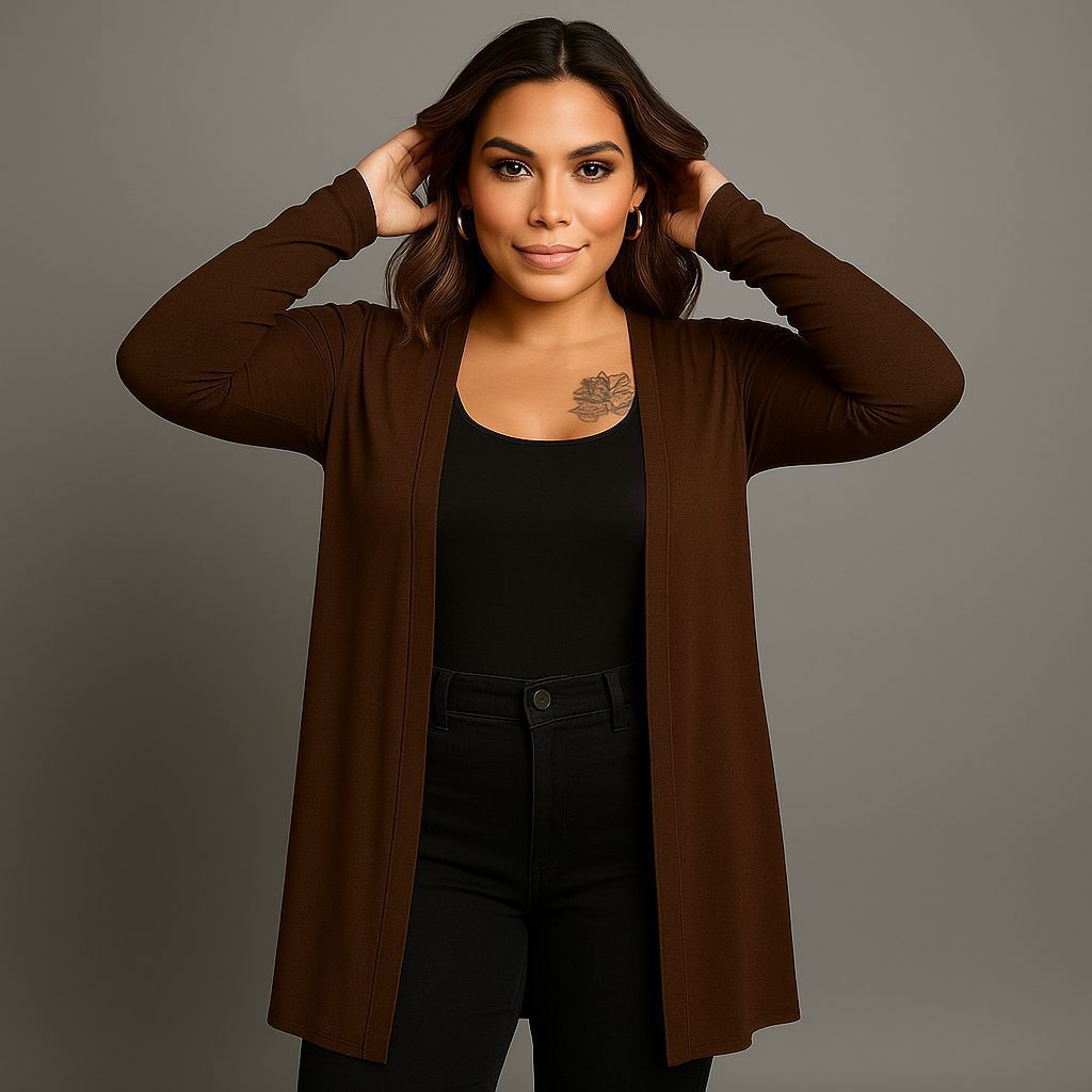 Casaquinho básico feminino em malha lisa de viscolycra Liso