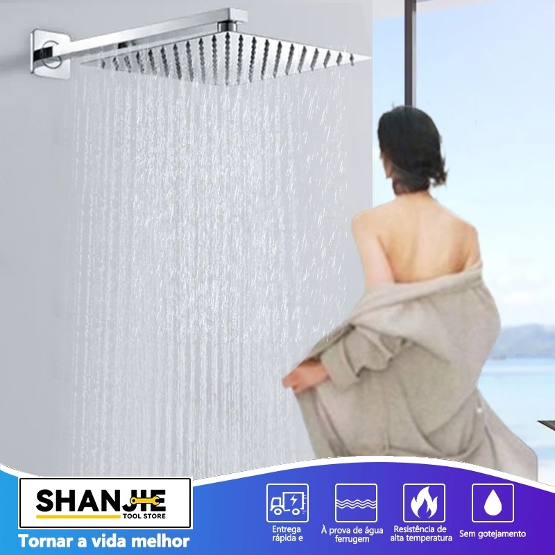 Ducha chuveiro inox quadrado 20X20 /30×30cm Furos de Silicone Com braco 40cm