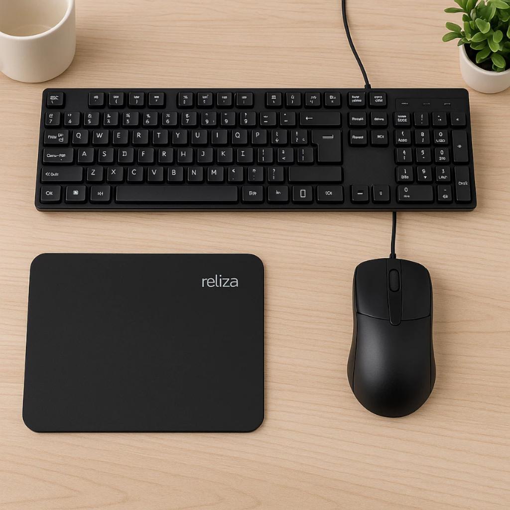 Kit Teclado mouse mousepad office com fio usb pc notebook computador simples basico barato garantia
