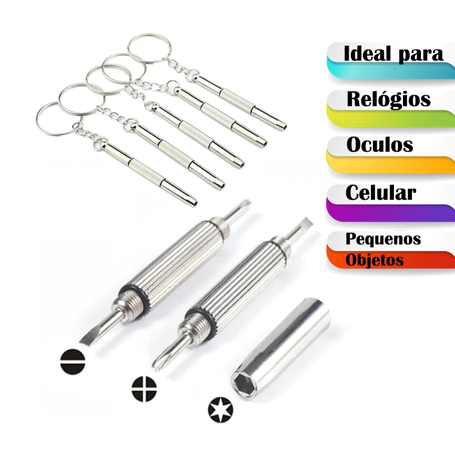 Mini Chaveiro 3 em 1 Chave de Fenda Reparo Relógio Oculos Relogio Chave de fenda portátil multifunci