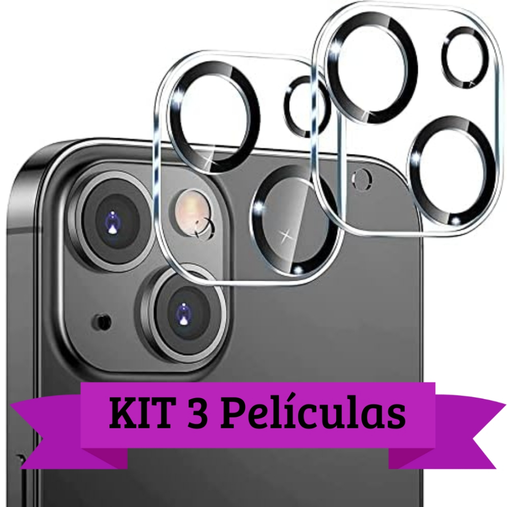 Kit 3 Película Lente de Vidro IPhone Câmera Traseira Compativel Para Todos Modelos de IPhone