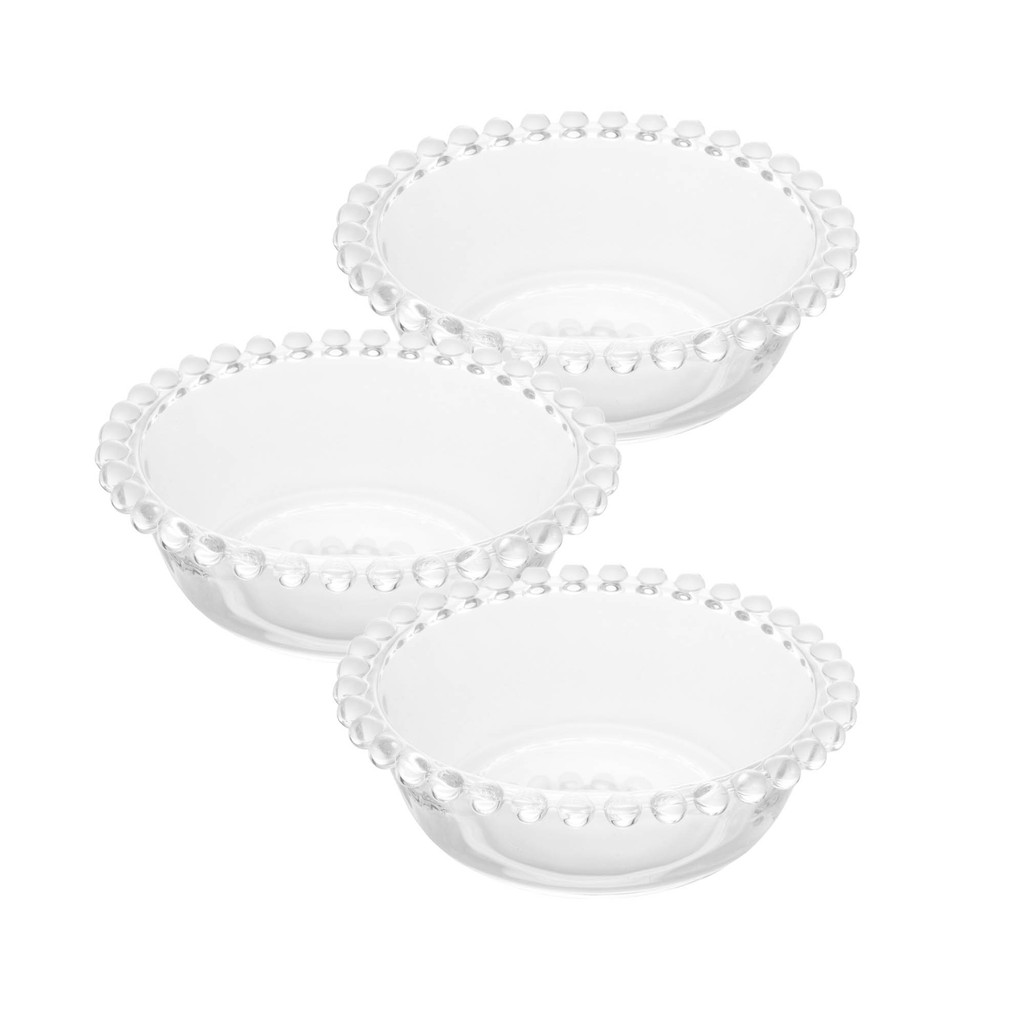 Conjunto 3 Bowls Petisqueira de Cristal Pearl Wolff  14×4,5cm