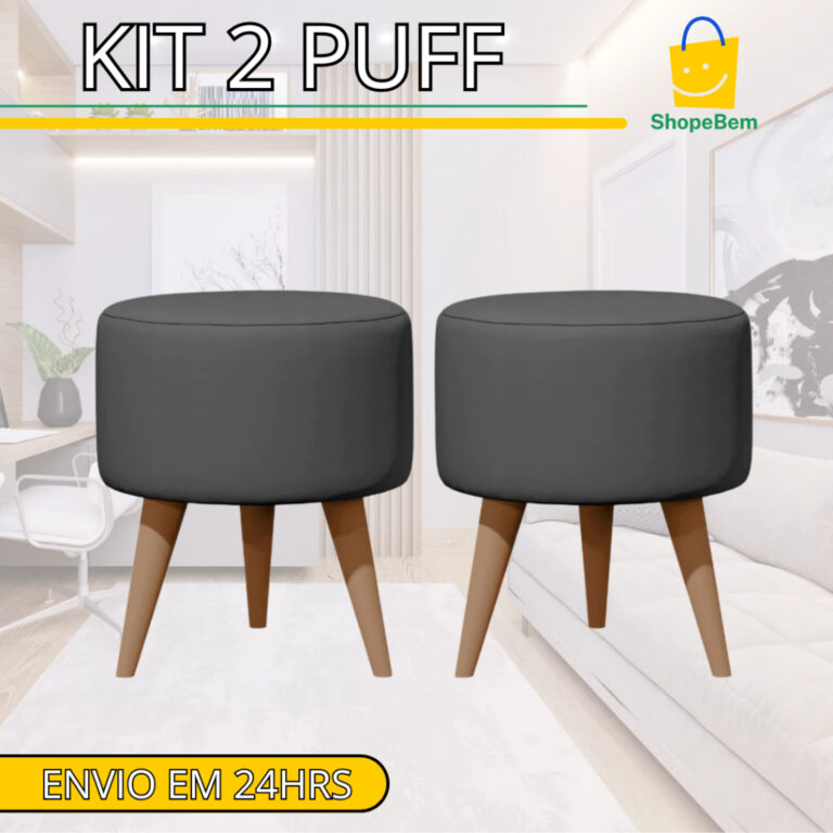 2 PUFF LUXE FOFINHO SUEDE ATÉ 130 KG – SUPE