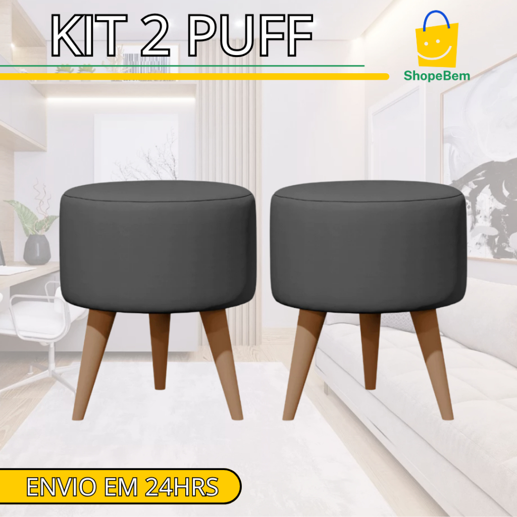 2 PUFF LUXE FOFINHO SUEDE ATÉ 130 KG – SUPER PROMOÇÃO
