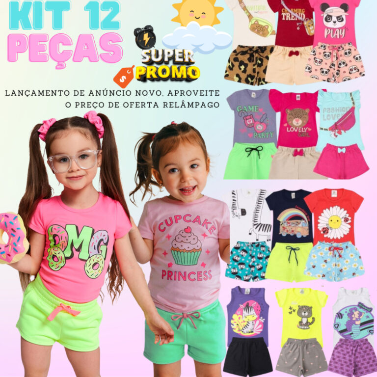 Kit 12 Peças Conjunto Infantil Menina Verão Look