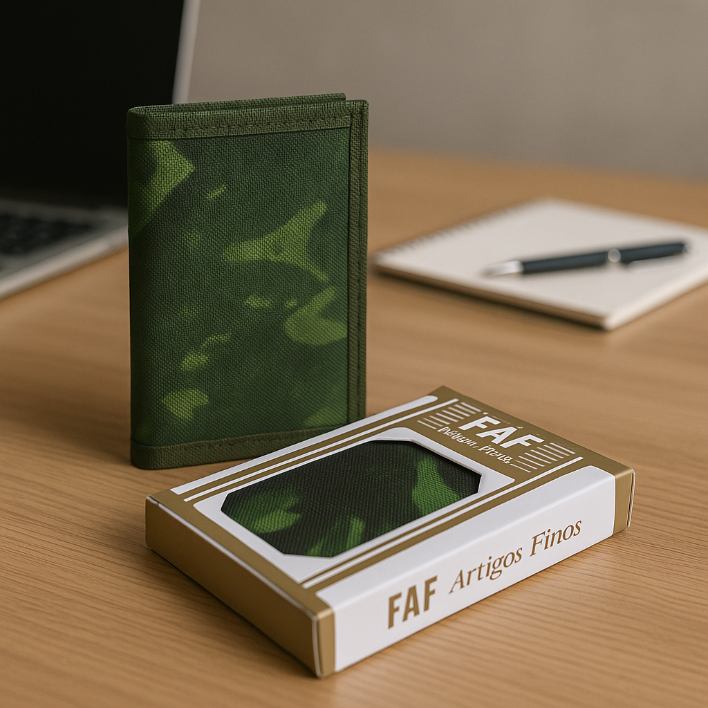 Carteira Masculina Militar Camuflada  Fecho Velcro  Porta Cartões e Documentos