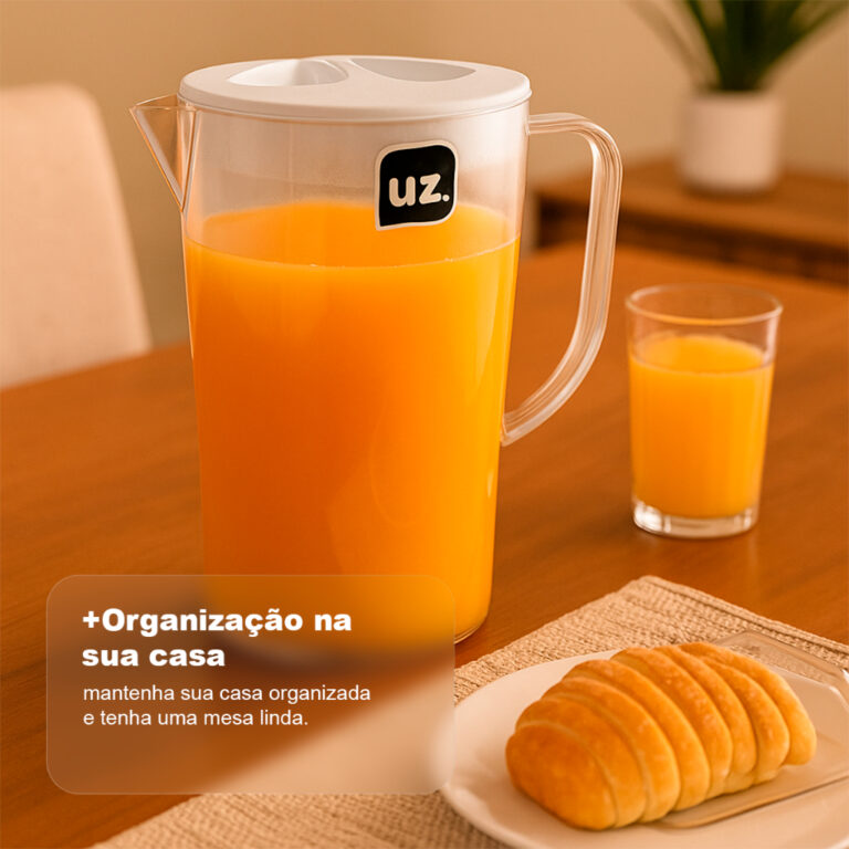Jarra Slim 2L com Tampa UZ  Transparente BPA Free