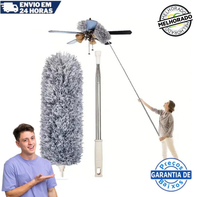 Espanador Telescópico 280cm Ajustável Dobra Lavável Limpeza de Poeira- Para Limpeza de Teto, Cantos