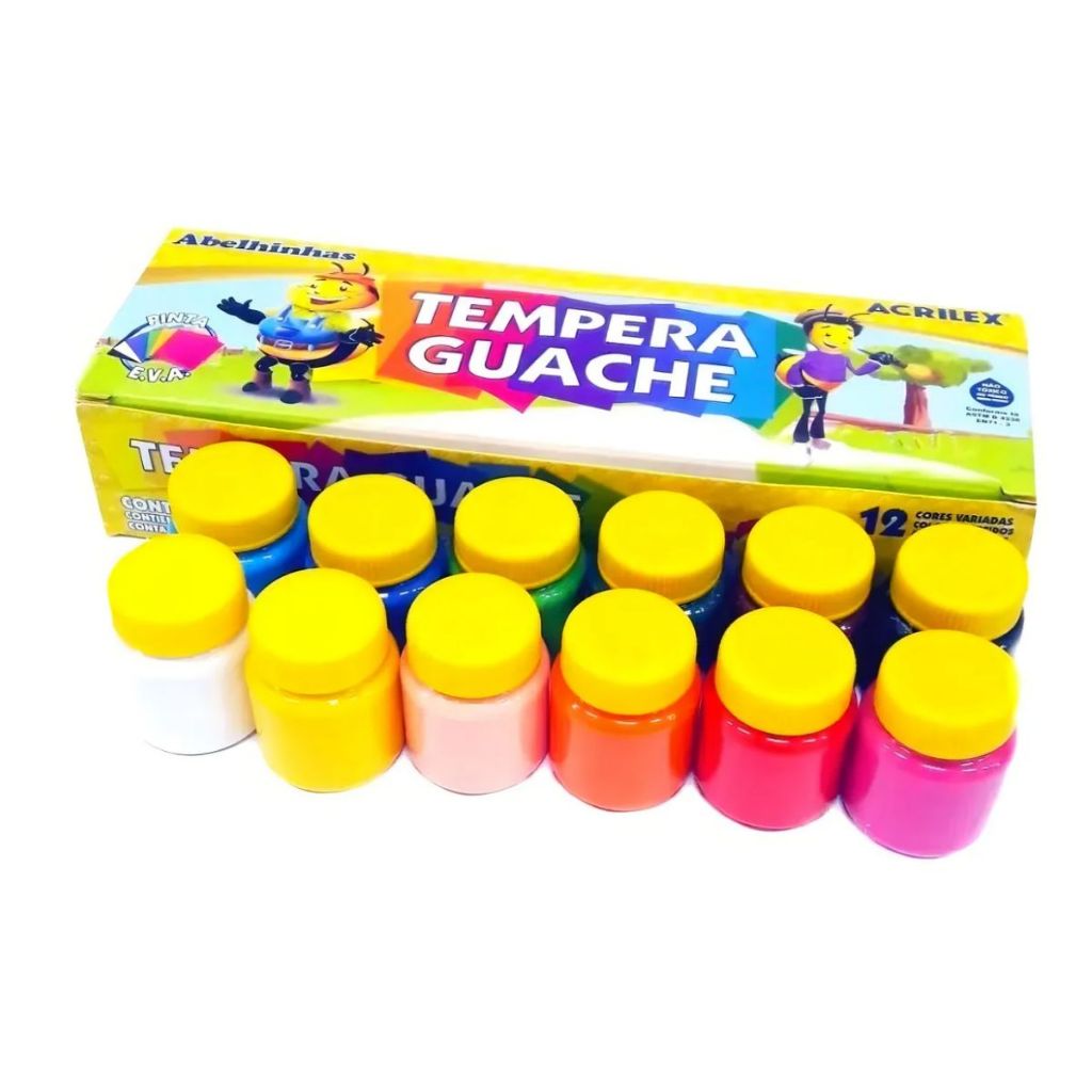 Tempera Guache 12 Cores – 15ml – Acrilex Abelinhas