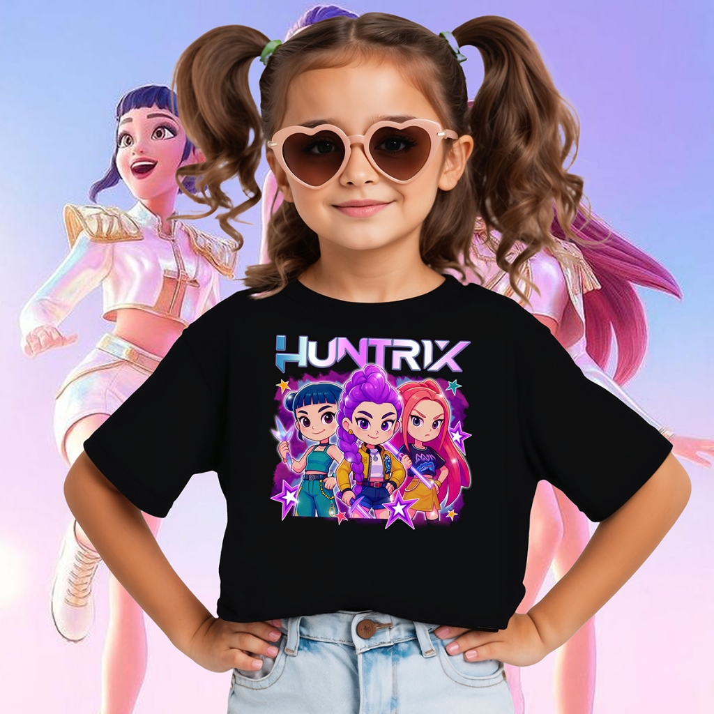 Camiseta Infantil Huntrix Lançamento – Camisetinha Menina Kpop Demon Hunter Huntrix