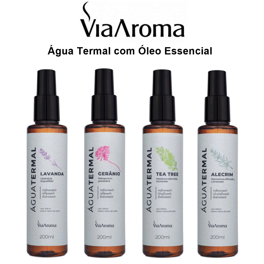 Agua Termal com Óleo Essencial Via Aroma – Lavanda / Malaleuca (Tea Tree)/ Alecrim / Gerânio – Escol