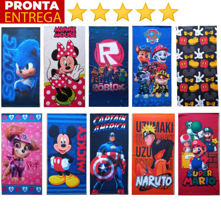 Toalha De Banho e Praia Infantil Gigante Estampada