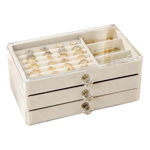 Porta Joias Acrílico 3 Gavetas Organizador de Bij