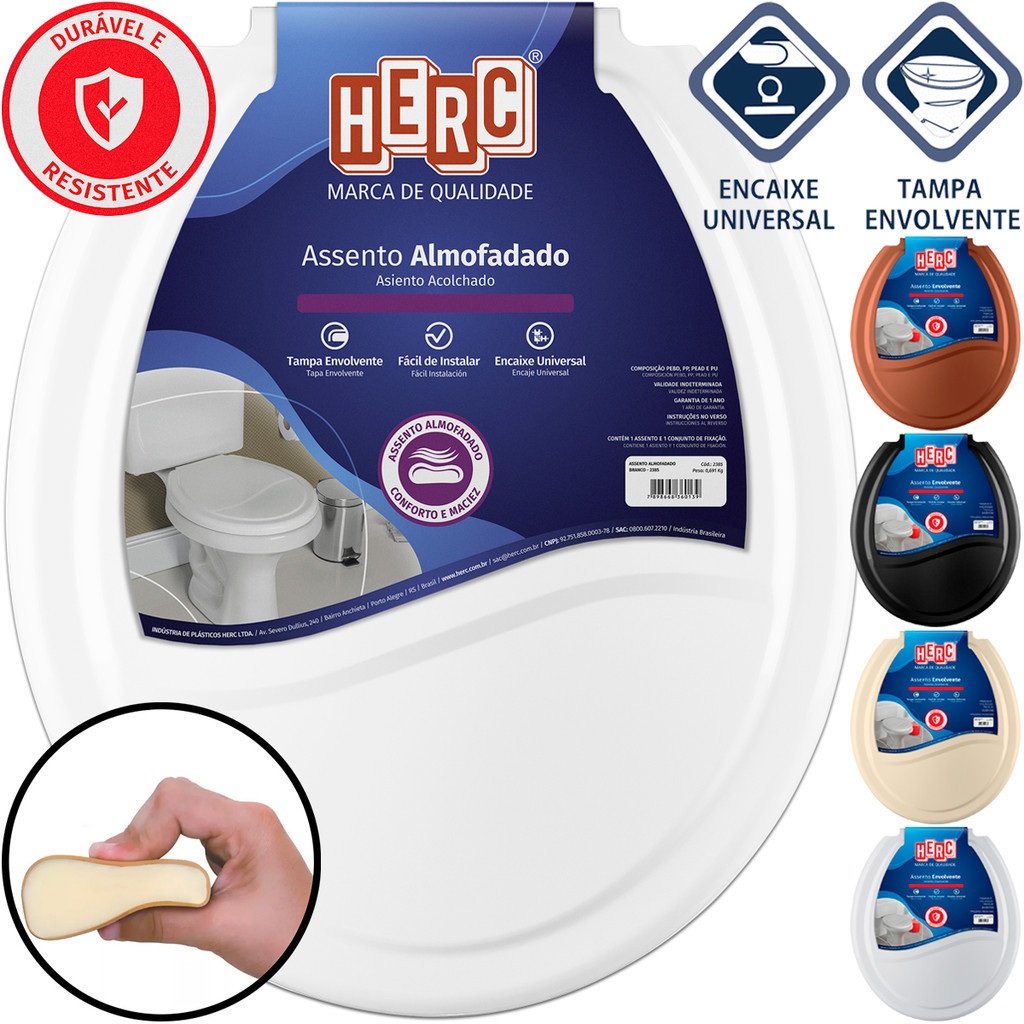 Tampa De Vaso Almofadado Assento Sanitário Oval Herc Barata Resistente Universal
