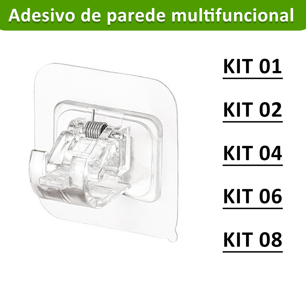 Kit 1/2/4/6/8 Suporte Para Barra de Cortina Adesivo Instalação Sem Pregos e Ajuste Fácil