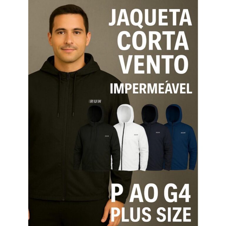 Jaqueta Corta Vento Impermeável P ao G4 Plus Size