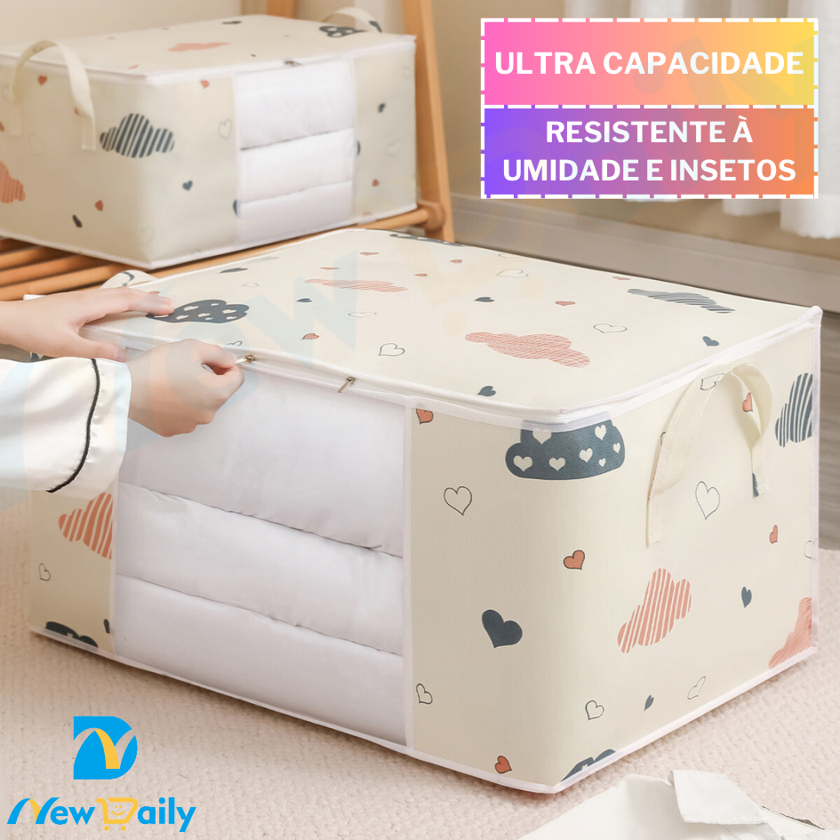 [75L] Caixa Saco Organizador Cobertor Casaco Guarda Roupa Ecológico Anti-Poeira Umidade Insetos Mult
