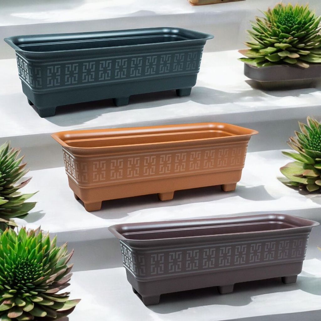 Kit com 3 Vasos Floreira Retangular 6 Litros Color Para Plantas e Hortas