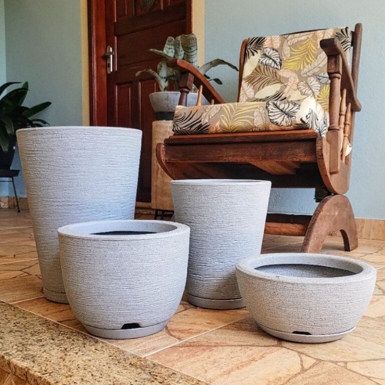 Kit 4 Vasos Texturizados Planta Flor Polietileno C