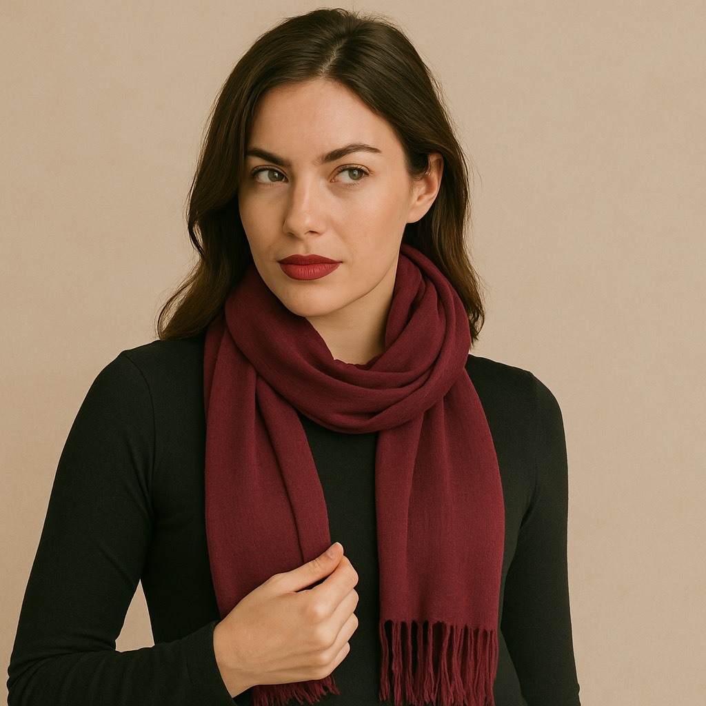 Cachecol Encharpe Pashmina Lisa de Poliéster de 120G com franjas Unissex ref:46183-3