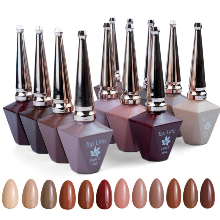 KIT 12 Esmaltes em Gel 18ml Lirio Tons Terrosos e 