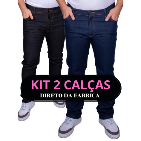 Kit 2 Calça Masculina Com Elastano Jeans Para Tra