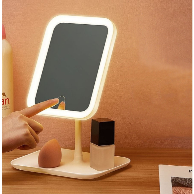 Espelho de mesa retangular  maquiagem com  luz de 