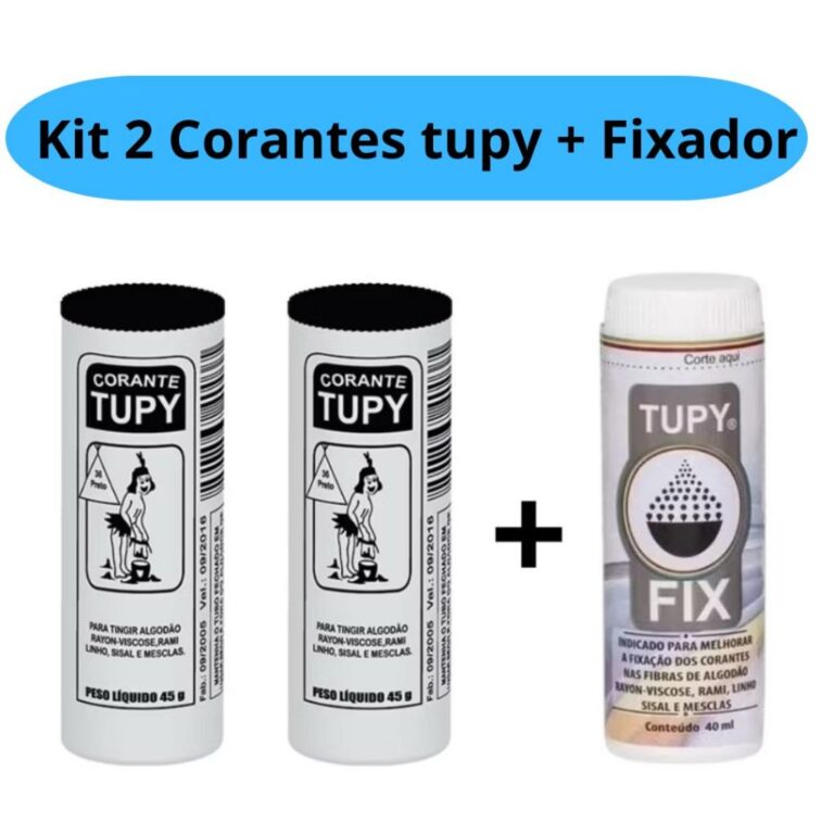 Kit Linha Tupy 2 Corante Preto + 1 Fixador Tupy Fi