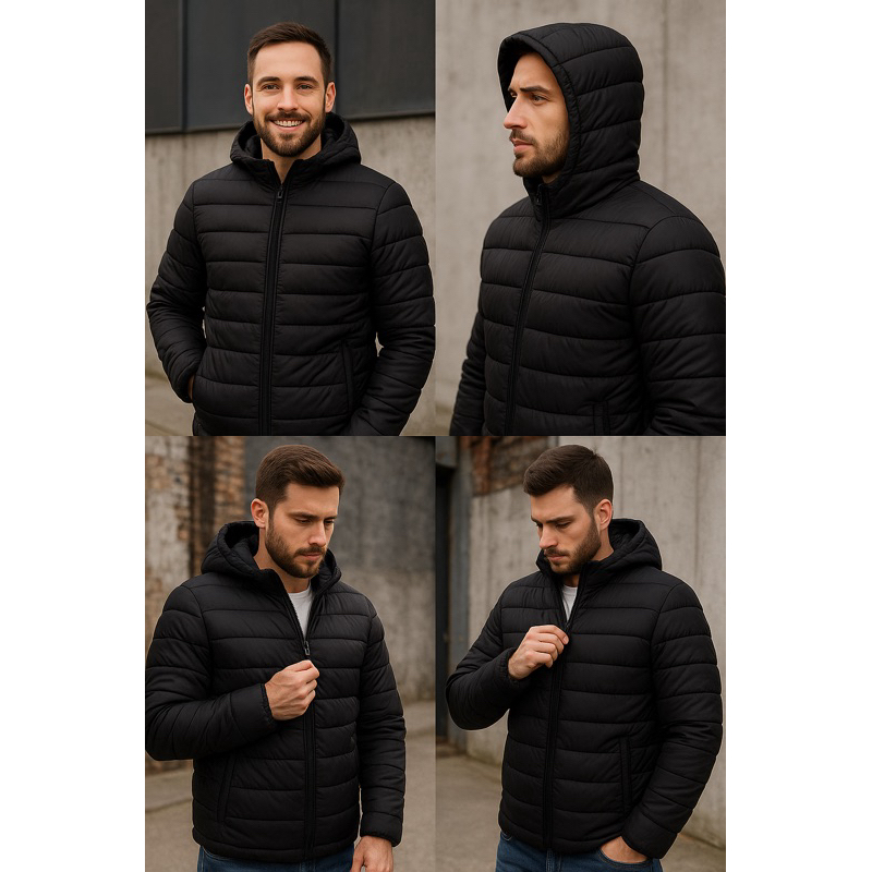 Jaqueta Puffer Masculina Bobojaco Nylon com Capuz Removível | Inverno 2025