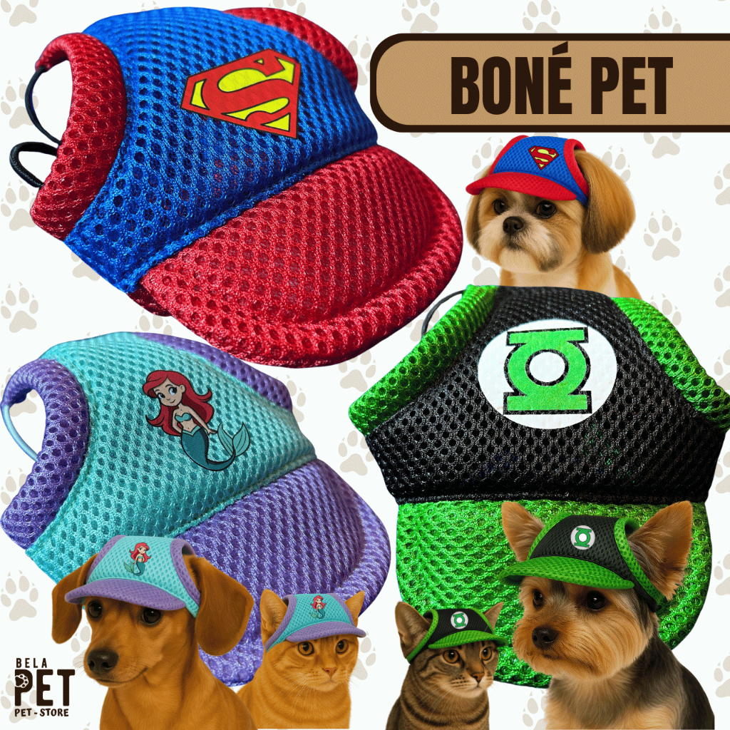 Boné Para Cachorro e Gato – Boné Pet – Personagens – Várias cores e modelos