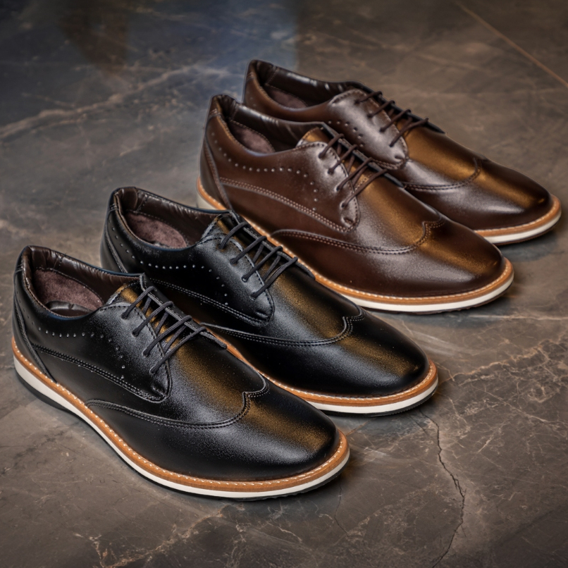 Kit 2 Pares Sapato Derby Casual Versales Masculino Elegante Marrom Preto Cadarço