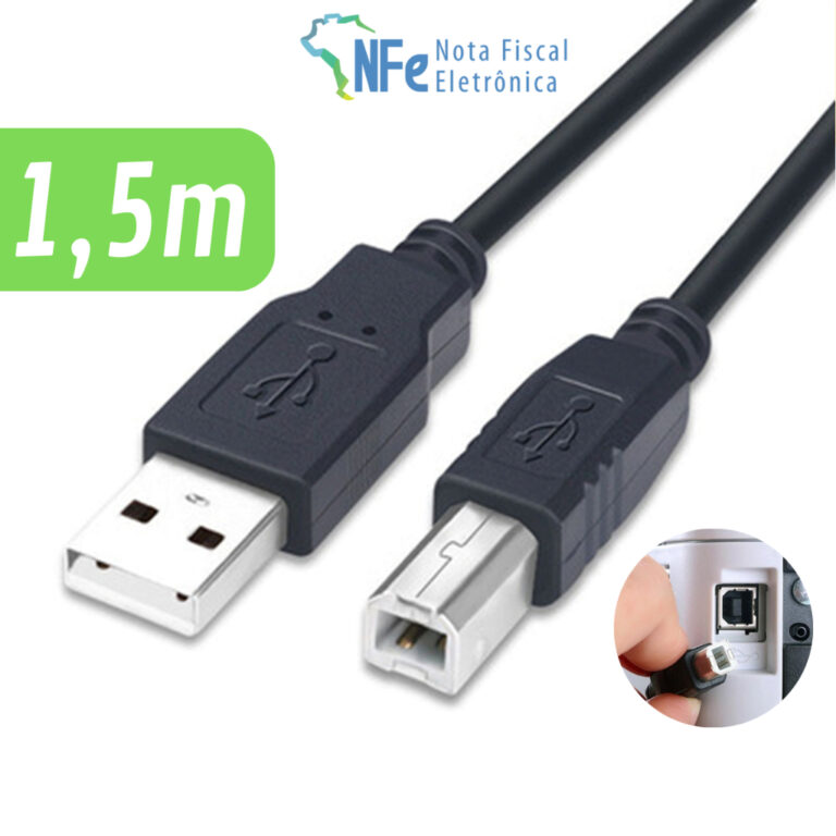 Cabo USB 1,5 metros para Impressora Scanner Multif