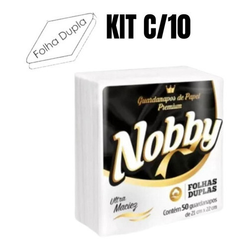 Kit 10 Pacotes Com 50un Guardanapo Folha Dupla Pre