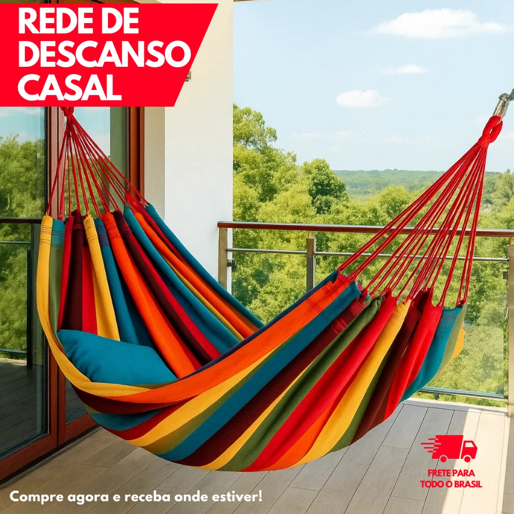 Rede Dormir Descanso Balanço Casal Colorida Melancia