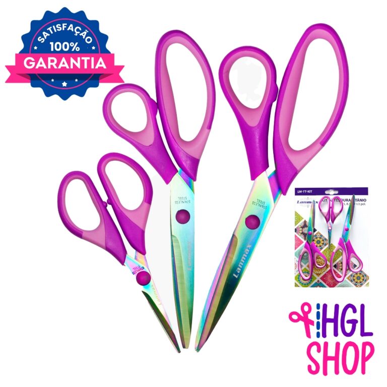 KIT 3 Tesouras Lanmax Titanium Profissional –