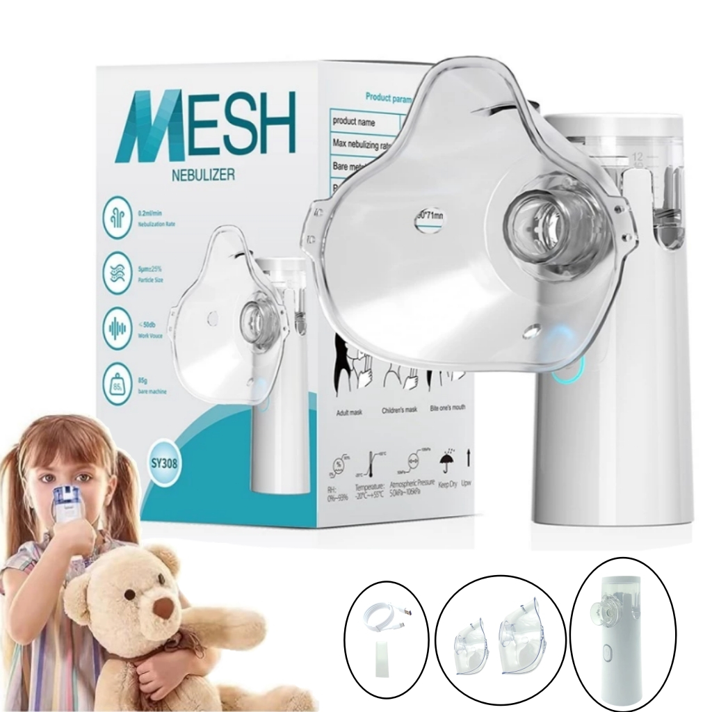 Nebulizador para Asma em Casa e Viagem | Portátil Ultrassônico Silencioso Adulto Infantil | Kit com