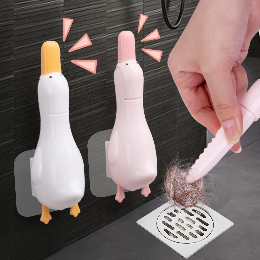 Kit de 2 Clipe De Limpeza De Cabelo Para Banheiro 2 em 1 Ferramenta Ralo De Chão Lixo De Parede Pinç