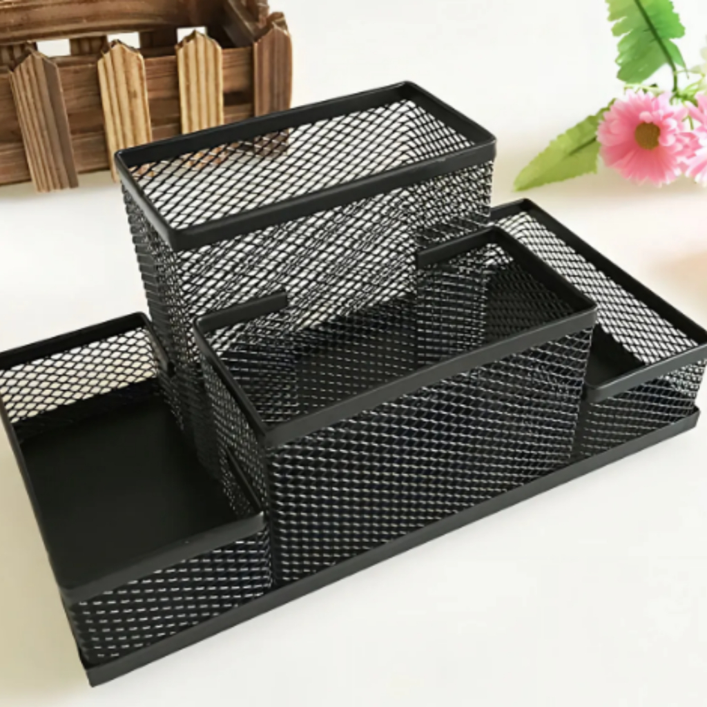 Organizador De Mesa Porta Canetas Lápis 4 Divisões Vertical