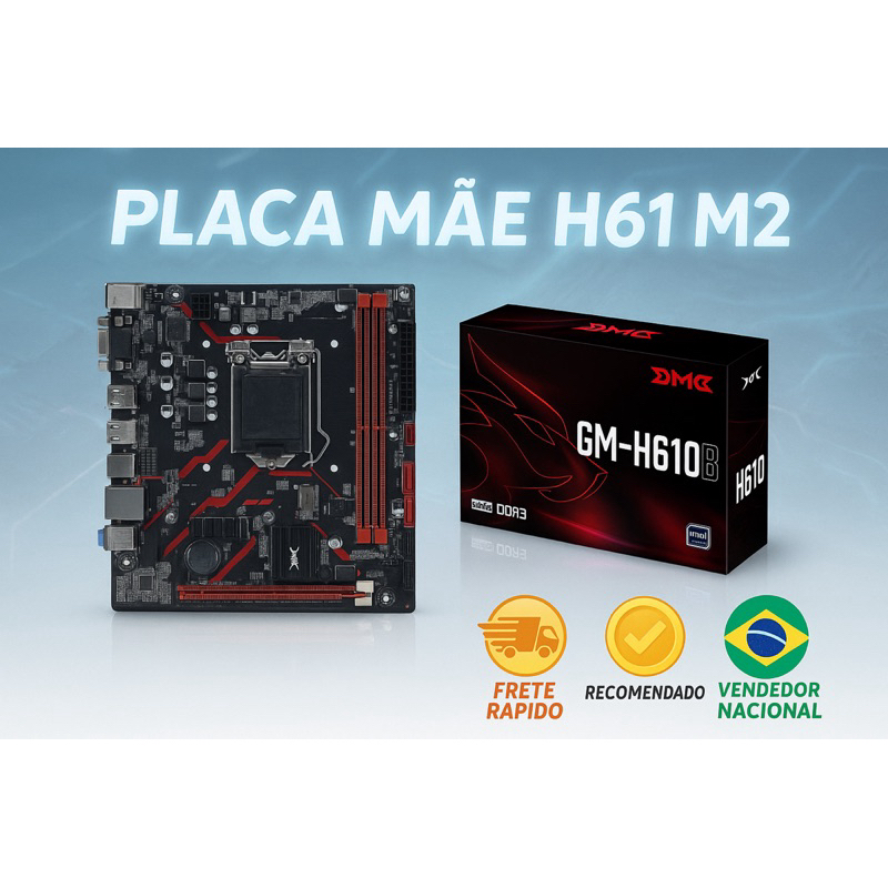 Placa Mãe GM-H61D3 DDR3 Socket 1155 Suporte M.2 NVME Intel Core i3 i5 i7 2. 3. Geração HDMI VGA