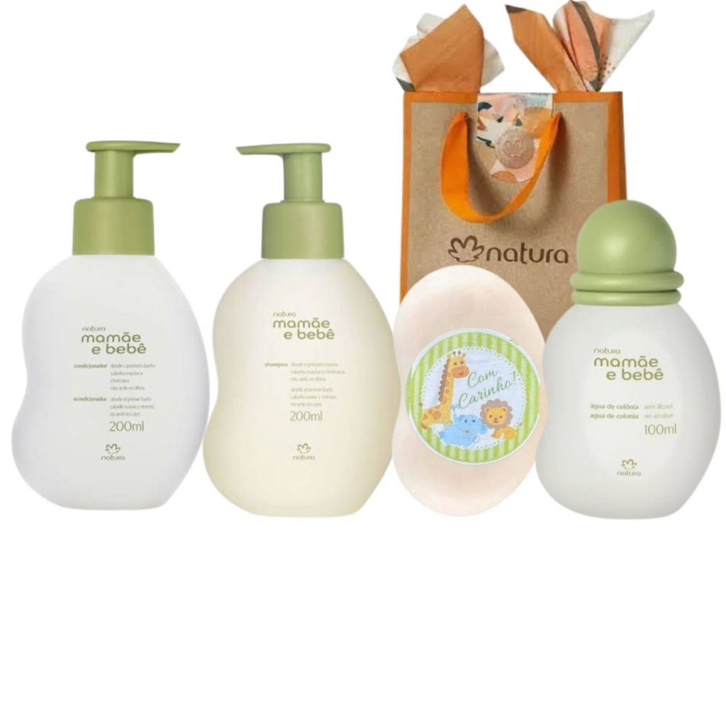 Kit Completo Mamãe e Bebê Natura: Shampoo, Condicionador, Colônia e Sabonete (4 itens)