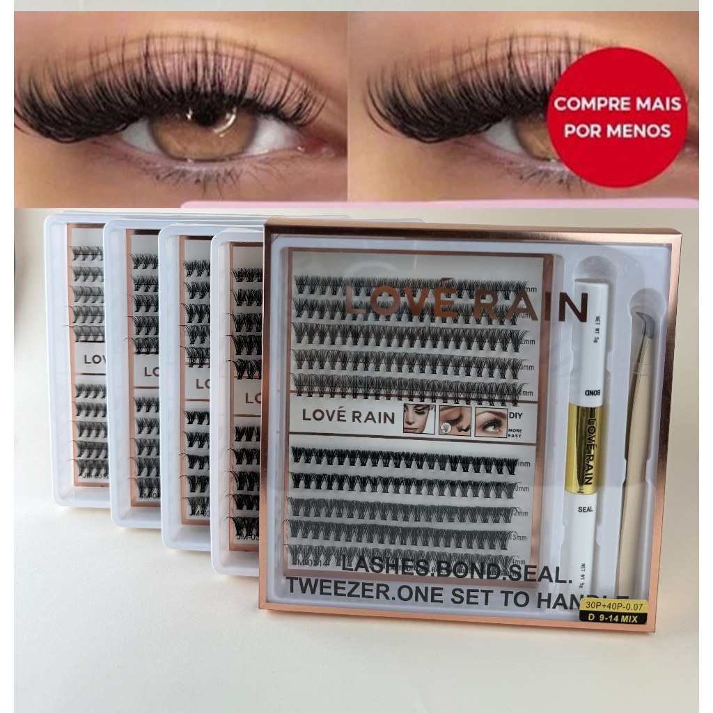 Kit De Pacotes De Cílios Postiços De Vison-200 Clusters De Volume 0.07D Individuais Para Extensões D