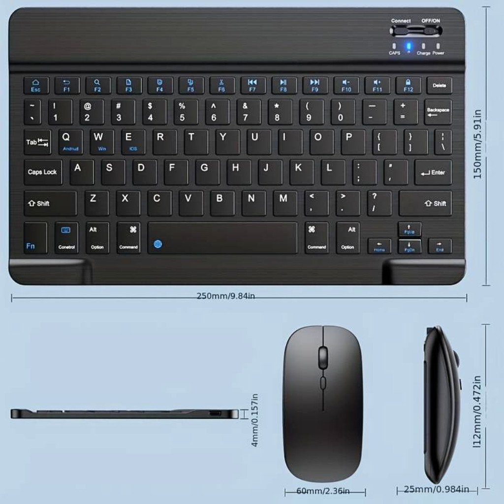 KIT Teclado Mouse Via Bluetooth Compacto e Design Moderno Compatível Com Smartphones/Notebook/Tablet