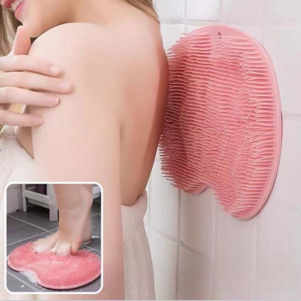 Tapete Antiderrapante para Banho Multicolorido  Com Escova para Lavar e Massagear os Pés de Higiene