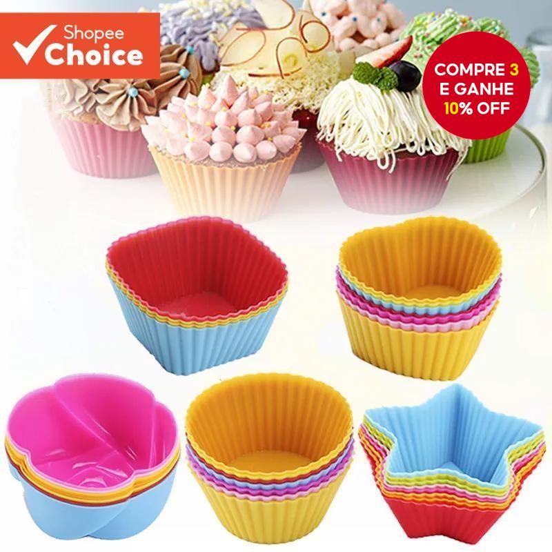 Copos De Muffin De Silicone E Molde De Cozimento De Bolo De Coração Conjunto De Ferramentas De Cozin